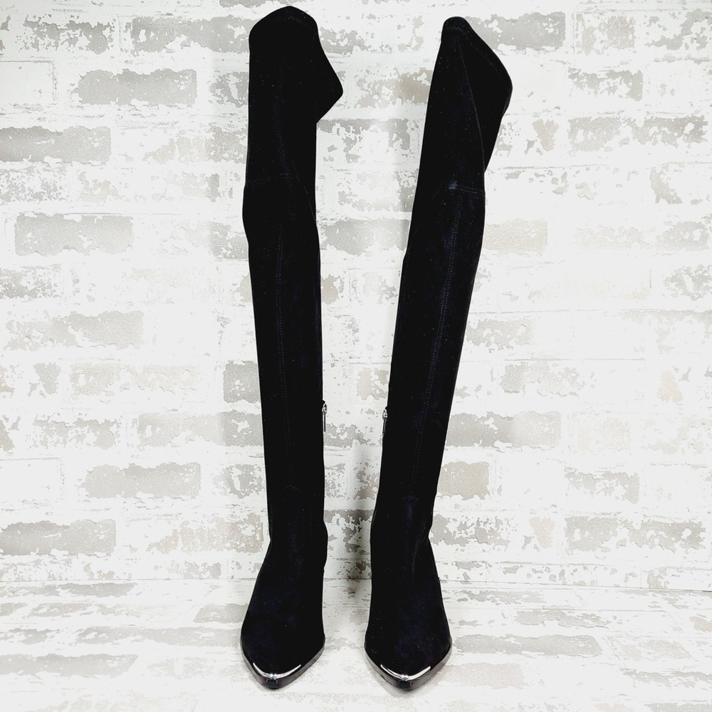 NEW Marc Fisher LTD Black Yaki Block Heel Over the Knee Boots F916 - Picture 3 of 11